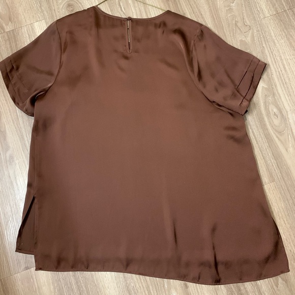 DR2 by Daniel Rainn Elegant Brown Satin Women's Blouse - Picture 3 of 5